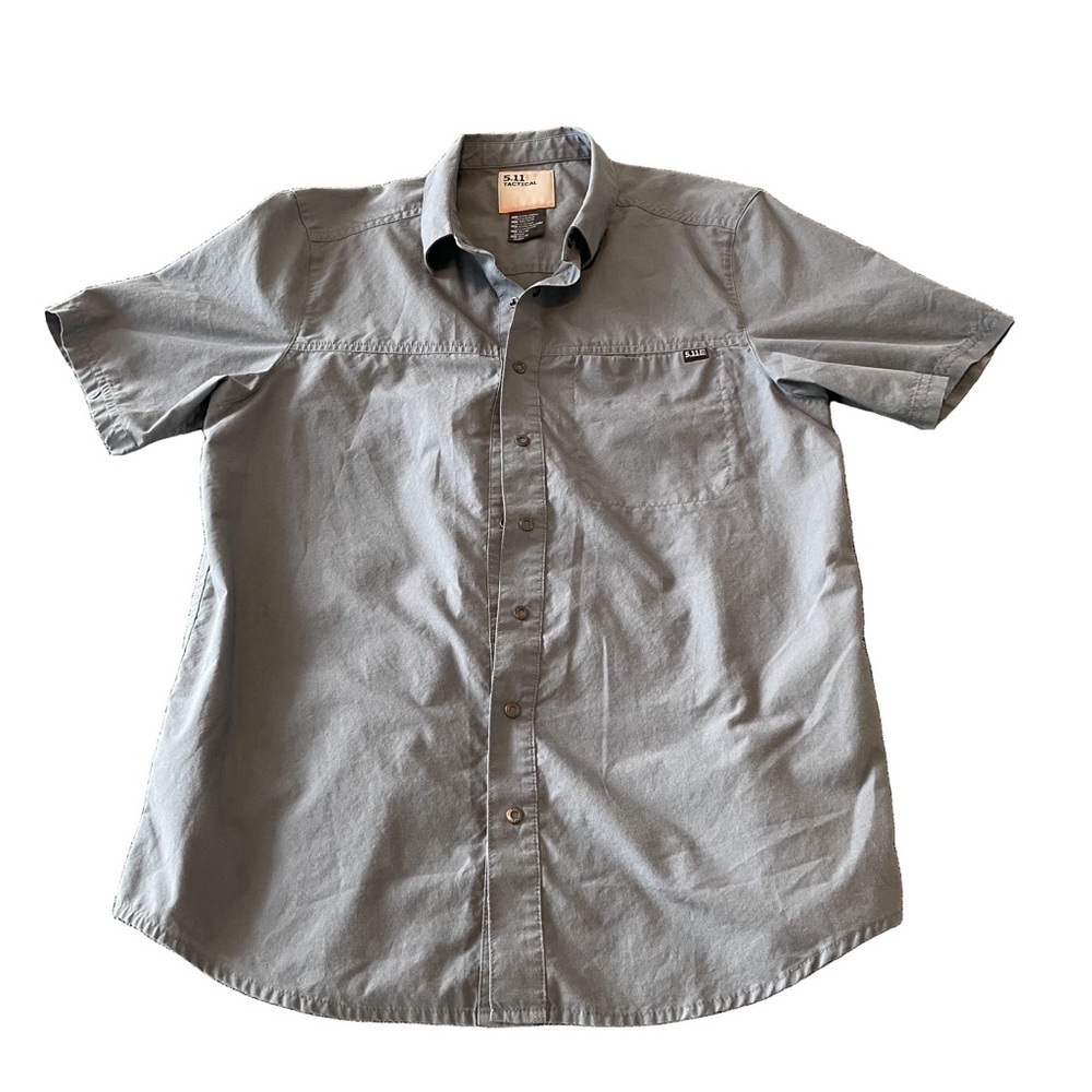5.11 Tactical Mens Button Down Short Sleeve Shirt Grey Size Extra Small